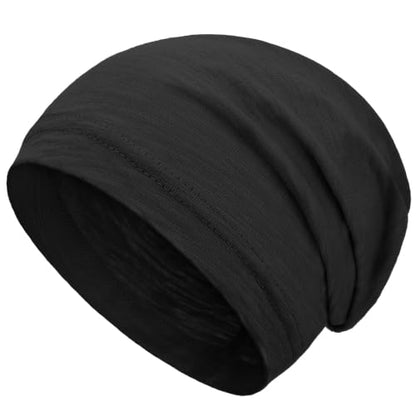 100% Cotton Summer Beanie for Men Women, Thin Soft Slouchy Beanies - color: 1pcs-black, size: Large