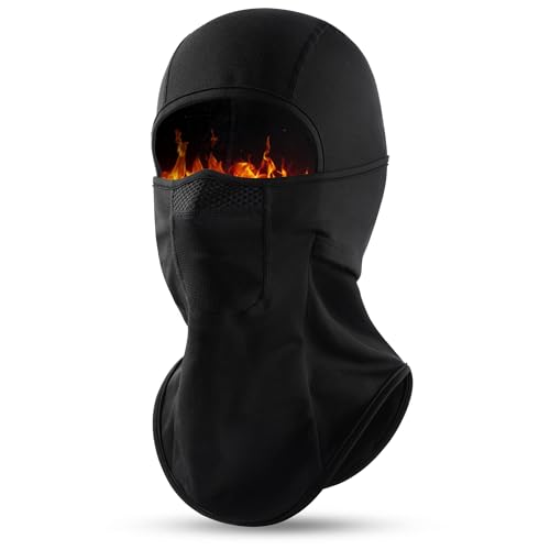 Ski Mask Balalclava Windproof Face Mask Warm Fleece Neck Cover for Cold Weather Helmet Hood for Men & Women - color: A01-black