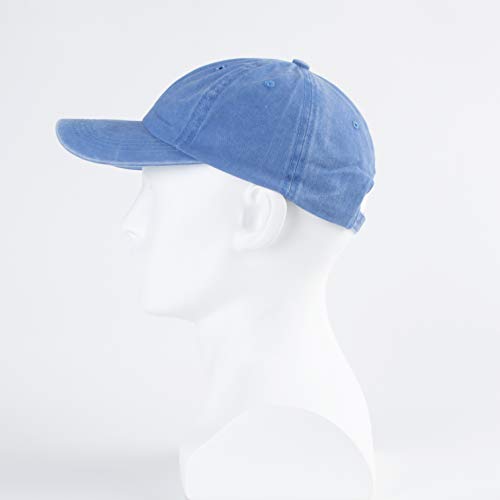 LANGZHEN Unisex Baseball Cap 100% Cotton Fits Men Women Washed Denim Adjustable Dad Hat - color: Washed-sky Blue