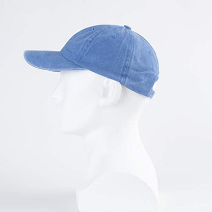 LANGZHEN Unisex Baseball Cap 100% Cotton Fits Men Women Washed Denim Adjustable Dad Hat - color: Washed-sky Blue