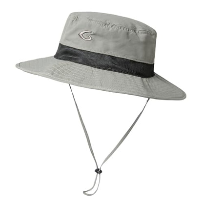 TOP-EX Oversized Waterproof Mesh Sun Hat for Big Heads with Wide Brim - color: Light Grey-2.7"brim, size: Medium-Large