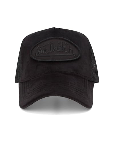 Von Dutch Unisex Velvet Trucker Hat, Curved Bill, Mesh Back, Snapback - color: Black Patched