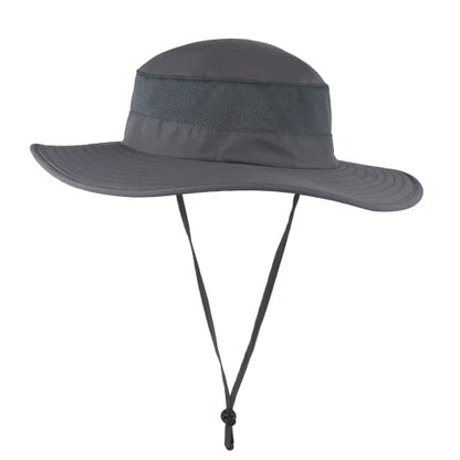 Outdoor Sun Hat UPF 50 Protection Waterproof Fishing hat Face Cover Summer Neck Flap Hat - color: Dark Gray