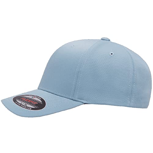 Flexfit Wooly Combed 6-Panel Structured Baseball Cap | Stretch Fitted - color: Carolina Blue, size: Small-Medium
