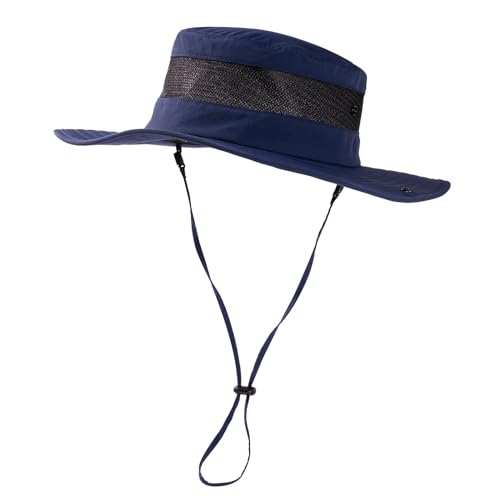 TOP-EX Oversized Waterproof Sun Hat for Big Heads with Wide Brim & Mesh - color: Navy-3"brim, size: Large-X-Large