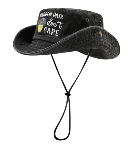 Sun Bucket Hat for Men Women Fishing Beach Safari Trendy Cotton Cowboy Cap for Golf Hiking Hunting Outdoor Boonie - color: Garden Black