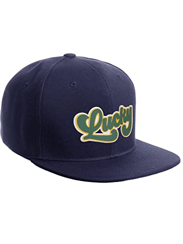 Daxton Classic Snapback St.Patrick Day 3D Lucky Clover Flat Bill Visor Hat - color: Navy, style: Lucky