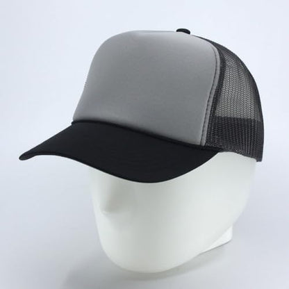 High Crown Foam Mesh Camouflage Tri-Color Oak Leaves Trucker Hat Baseball Cap - color: Black/Gray/Charcoal Gray