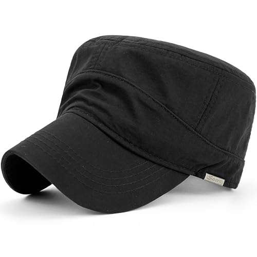 Loneshark Water Resistant Military Hat Quick Dry Cadet Cap Army Flat Top - color: Sport-logo-black