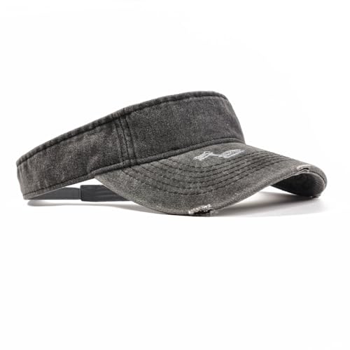 ANDICEQY Retro Ripped Sun Visor Hat, Baseball Sun Visors for Women and Men - color: Retro Black