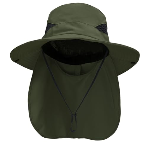 NPQQUAN Sun Hats for Men Women with Neck Flap UPF 50+ UV Protection - color: Green（neck Flap）