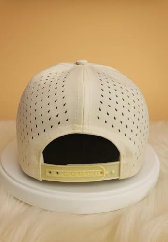 Plain 5 Panel Unstructured Golf Cap with Rope Snapback - color: Beige