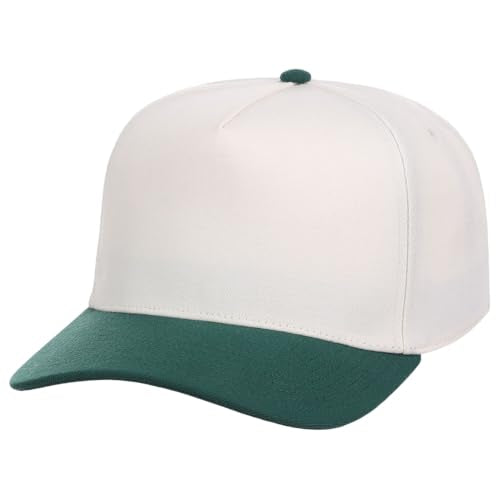 Lids Blank Hook Shot A-Frame Adjustable Snapback Hat – Breathable Mesh & Lightweight | Curved Bill | One Size Fits Most - color: Ivory/Dark Green