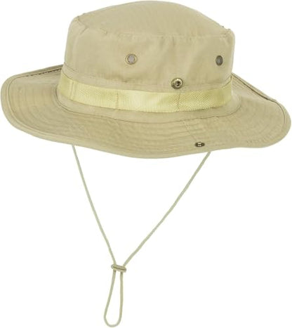 Men-Women-Fishing-Hat Sun-Protection-Safari-Cap Outdoor-Camping Bucket Hat - color: Khaki