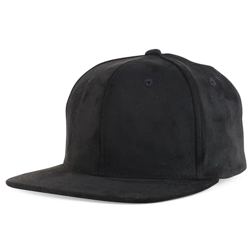 Trendy Apparel Shop Plain Suede Flat Bill Snapback Cap - color: Black