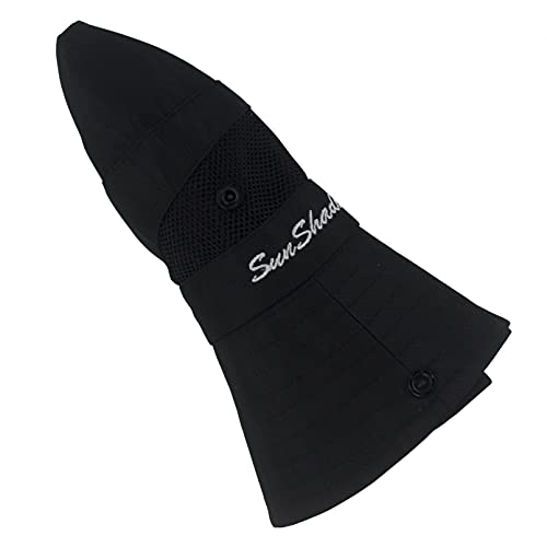 Muryobao Women's Ponytail Sun Hat UV Protection Foldable Mesh Wide Brim Beach Fishing Hat - color: Pure Black