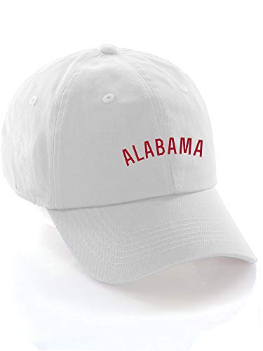 Daxton USA Cities Baseball Dad Hat Cap Cotton Unstructure Low Profile Strapback - color: Alabama White Red