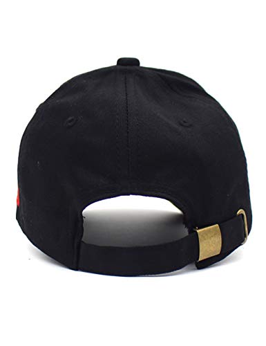 RINTONIX Men's Adjustable Strap China Red Five Point Star Military Dad Hats Unisex Chinese Flag Mao Army Baseball Caps - color: Black