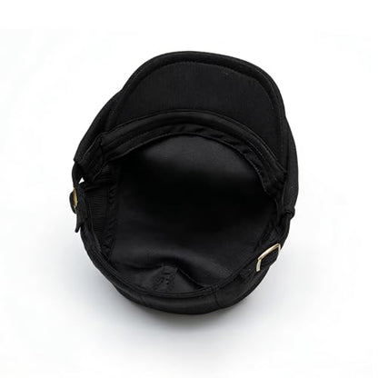 meioro Mens Cotton Newsboy Hat Adjustable Soft Fit Flat Cap for Men - color: Dark Grey