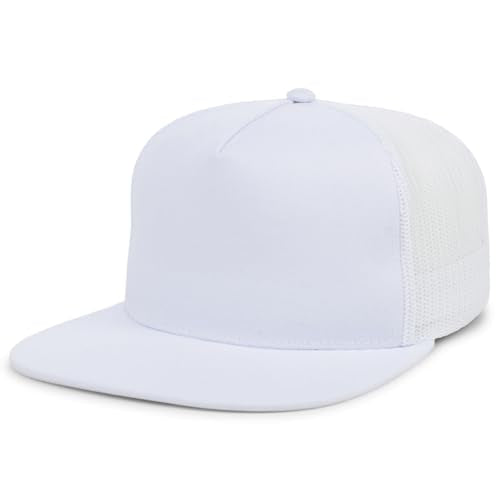 Lids Blank Essential 5-Panel Trucker Adjustable Snapback Hat - color: White