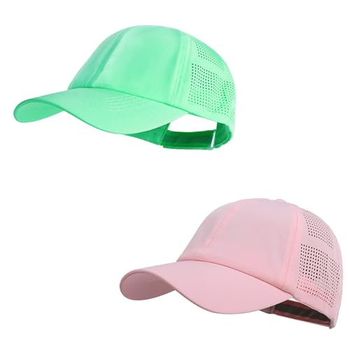 HH HOFNEN Women Quick Drying Baseball Cap Sun Hat Unstructured Golf Hat - color: #1 Mint+light Pink