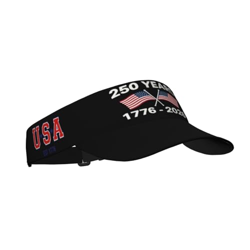 United States 250th Anniversary Hat USA Est 1776 America Patriotic Visor Cap Adjustable Sun Hat for Women Men Sports Beach - color: Black19