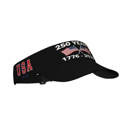 United States 250th Anniversary Hat USA Est 1776 America Patriotic Visor Cap Adjustable Sun Hat for Women Men Sports Beach - color: Black19