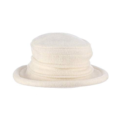 Scala Collezione Women's Boiled 100% Wool Cloche Hat - color: Ivory