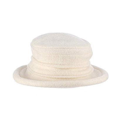 Scala Collezione Women's Boiled 100% Wool Cloche Hat - color: Ivory