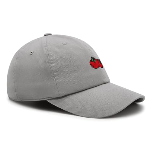 JPAK Two Tomatoes Premium Dad Hat Embroidered Cotton Baseball Cap Vegetables Embroidery - color: Light Gray