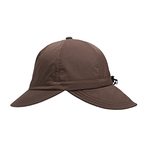 CLAPE Baseball Cap Style Fishing Safari Cap for Outdoor Hiking Camping Sun Protection Short Brim Sun Hat with Neck Flap - color: Wb-yf-coffee