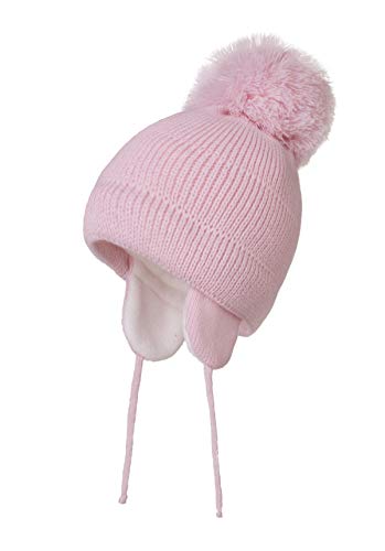 Baby Toddler Beanie Earflap Winter Hat Fleece Lined Knit Cap Girls Boy - color: Pink, size: 1-2T
