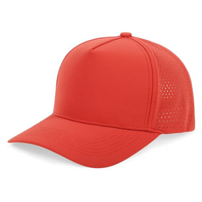 5 Panel Baseball Cap Quick Dry Mesh Snapback Hat for Women Men - color: Orange