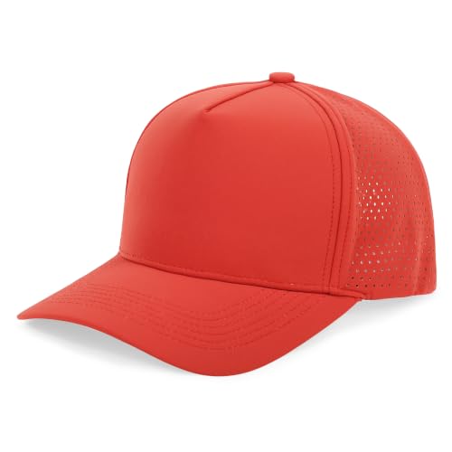 5 Panel Baseball Cap Quick Dry Mesh Snapback Hat for Women Men - color: Orange
