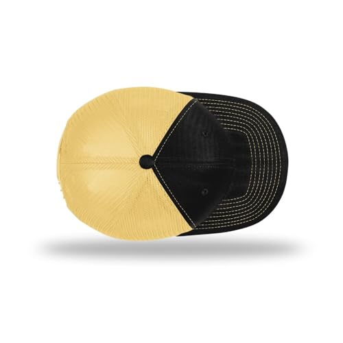 Richardson 112 Classic Six-Panel Adjustable Snapback Trucker Cap - color: Black/Vegas Gold