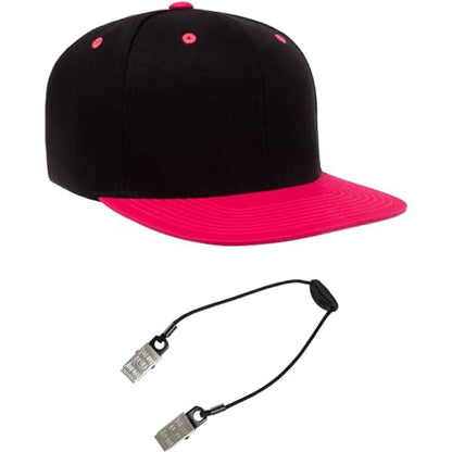 Yupoong Classics 6089 Wool-Blended Snapback Cap Bundle w/Cap Catcher - color: Black/Neon Pink