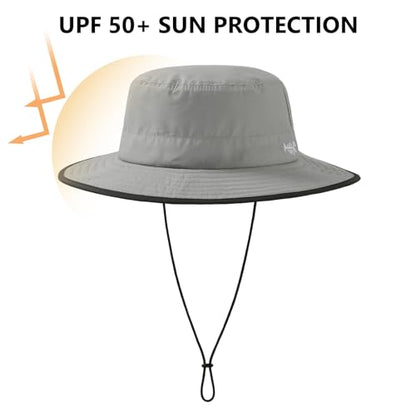 BASSDASH UPF 50+ Water-Resistant Fishing Bucket Hat with Laser Perforated Mesh Adjustable for Men Women Outdoor Hiking - color: Light Grey