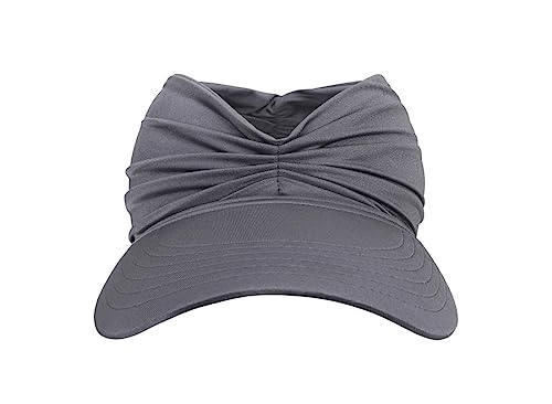 Sun Hat Women Beach Visor Cap UV Protection with Wide Brim Packable Summer Sport Ponytail Sun Cap - color: Gray