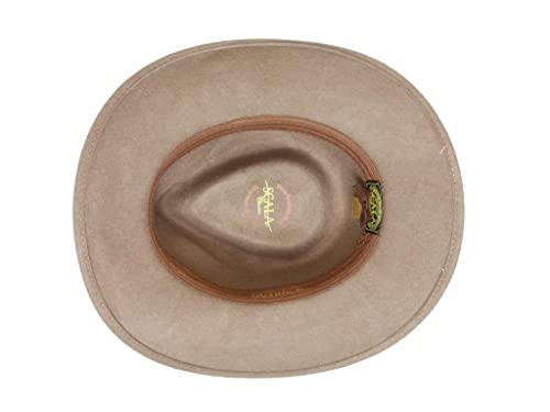 Scala - Outback Hat for Men, Wool Felt Sun Hat, Wide Brim UV Protection - color: Tan, size: Medium