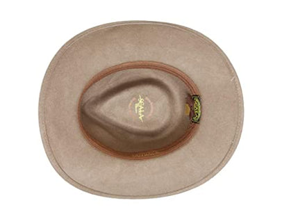 Scala - Outback Hat for Men, Wool Felt Sun Hat, Wide Brim UV Protection - color: Tan, size: Medium