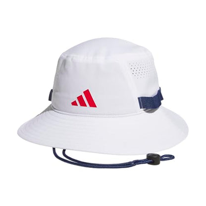 adidas Men's Victory Bucket Hat Boonie - color: White/Dark Blue/Better Scarlet/5, size: Small-Medium