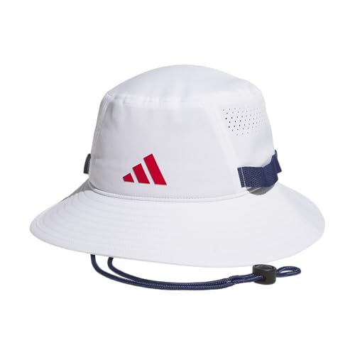 adidas Men's Victory Bucket Hat Boonie - color: White/Dark Blue/Better Scarlet/5, size: Large-X-Large