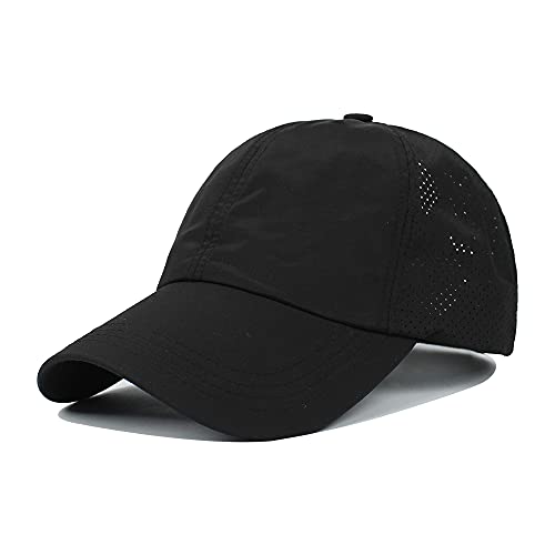 Womens Criss Cross Ponytail Hat Quick Drying Baseball Cap Sun Hats UV Protection Sport Cap - color: (2-pack)black/Dark Blue