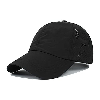 Womens Criss Cross Ponytail Hat Quick Drying Baseball Cap Sun Hats UV Protection Sport Cap - color: (2-pack)black/Dark Grey
