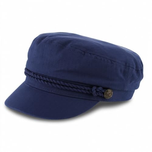 Unisex Greek Fisherman Hat 100% Cotton Sailor Cap Nautical Fiddler One Size - color: Blue