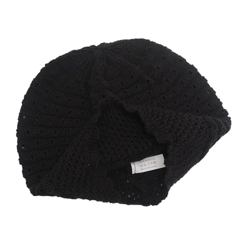 ZLYC Crochet Slouchy Beanie for Women Soft Lightweight Skull Cap - color: Plain Black