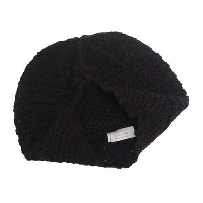 ZLYC Crochet Slouchy Beanie for Women Soft Lightweight Skull Cap - color: Plain Black