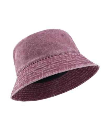 Zylioo XL XXL Bucket Hat for Big Heads, Washed Cotton Sun Hat - color: Burgundy-lined, size: XX-Large