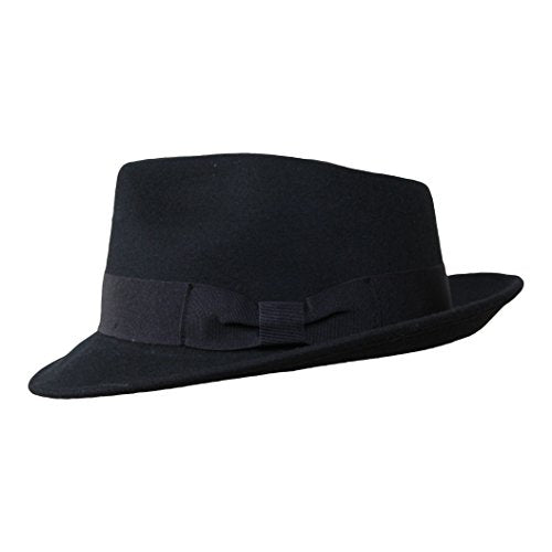 Premium Doyle - Teardrop Fedora Hat - 100% Wool Felt - Crushable for Travel - Water Resistant - Unisex - color: Black, size: 6 3/4-6 7/8