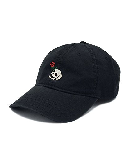 Riot Society Mens Embroidered Adjustable Dad Hat - color: Skull Rose (Black)